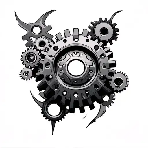 biomechanical gears incorporated into the design tattoo design idea