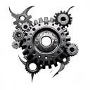 biomechanical gears incorporated into the design tattoo design idea