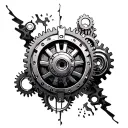 biomechanical gears incorporated into the design tattoo design idea