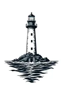 Lighthouse ocean tattoo design idea
