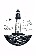 Lighthouse ocean tattoo design idea