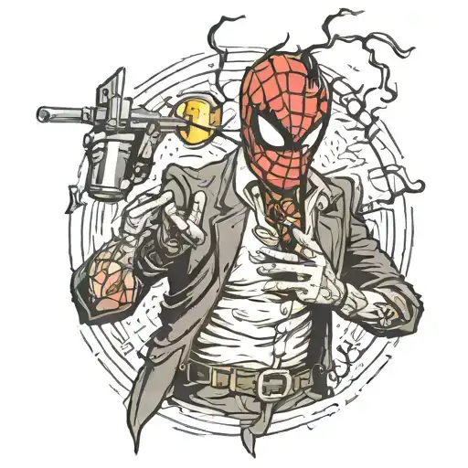 spider-punk throwing a molotov cocktail tattoo design idea