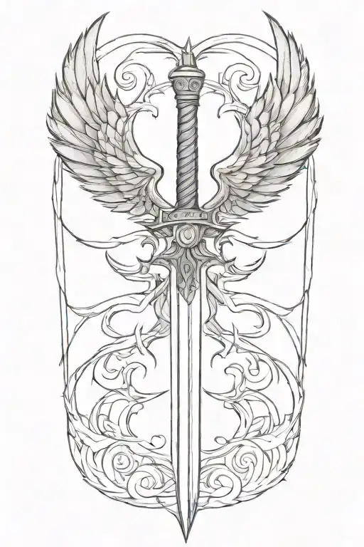 sword with wing tattoo design idea