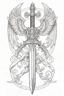 sword with wing tattoo design idea