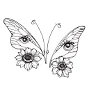 butterflies and flowers with eyes tattoo design idea
