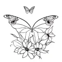 butterflies and flowers with eyes tattoo design idea