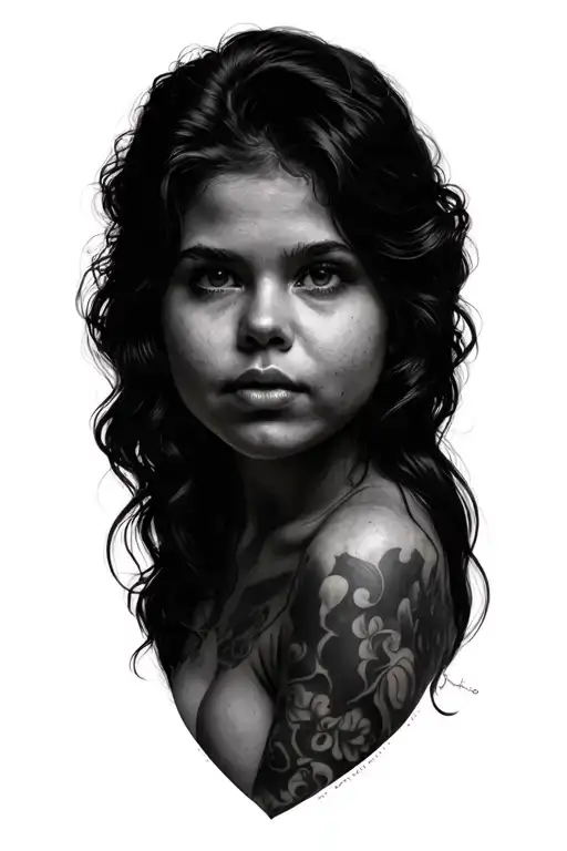 chubby nude frontal girl tattoo design idea
