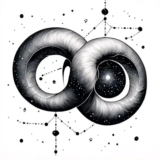 aries constellation intertwined with libra constellation tattoo design idea