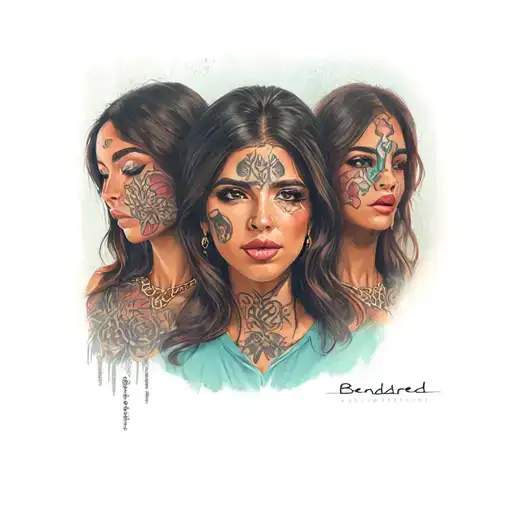 "Bendered" Create a Decal Closure of Hand and Blind Forearm deaf and Mute with 3 Female and Chican Farns tattoo design idea