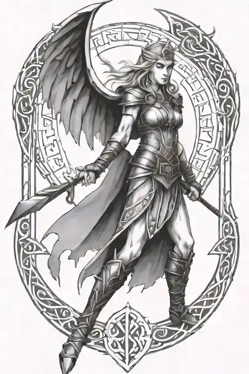 Norse runes and freya  tattoo design idea