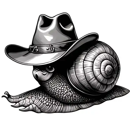 snail with a cowboy hat tattoo design idea