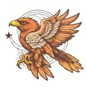 An angle soaring though the sky,detalied feathers, and dynamic motion, symbol of freedom. tattoo design idea
