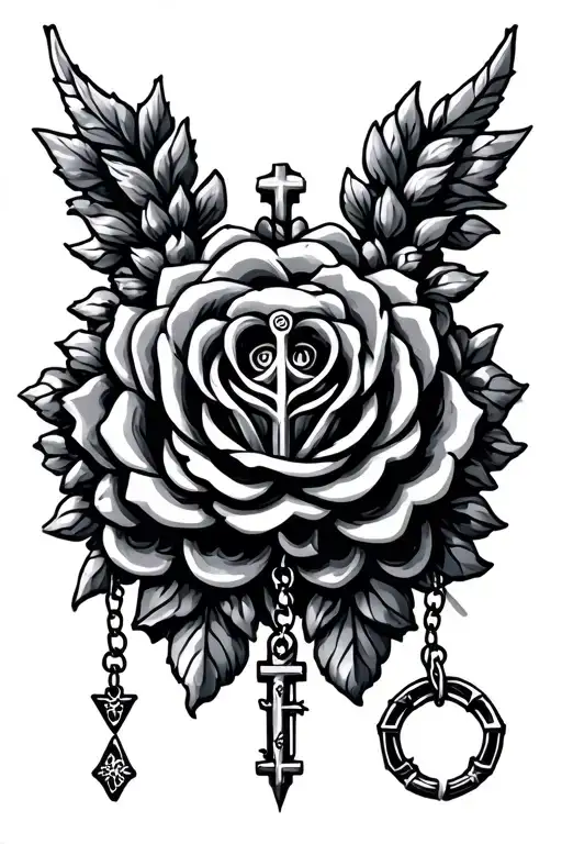 cyber sigilism rosary beads tattoo design idea