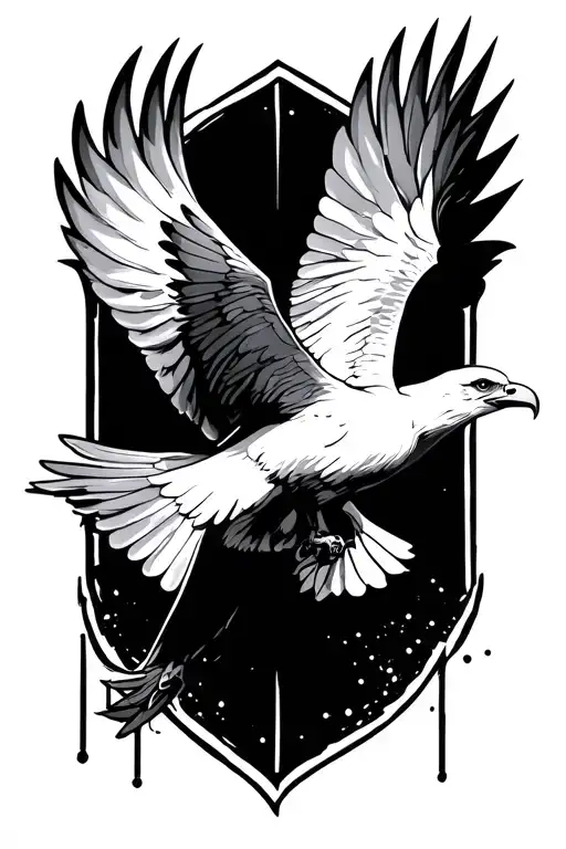 Dove flying away from eagle tattoo design idea