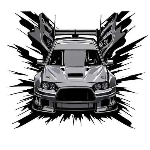 street race car tattoo design idea