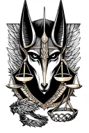 Anubis Tattoo with Libra Scales tattoo design idea