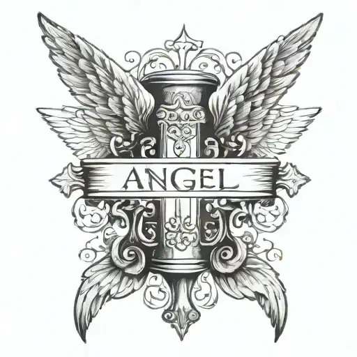 angel wings with a Bible verse written tattoo design idea