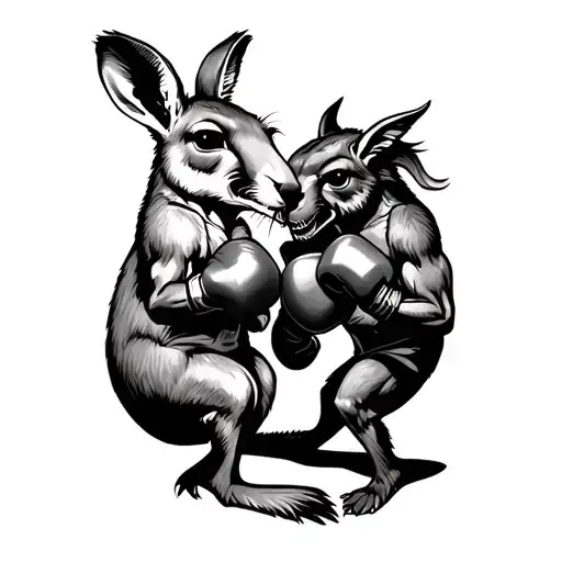boxing kangaroo versus boxing devil tattoo design idea