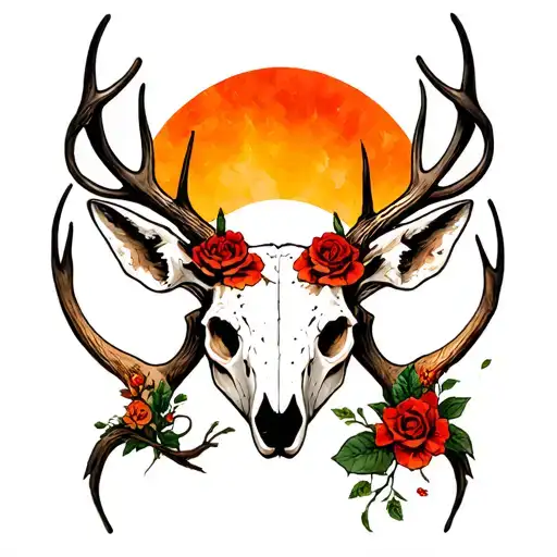 Deer skull and gothic inspired tattoo tattoo design idea