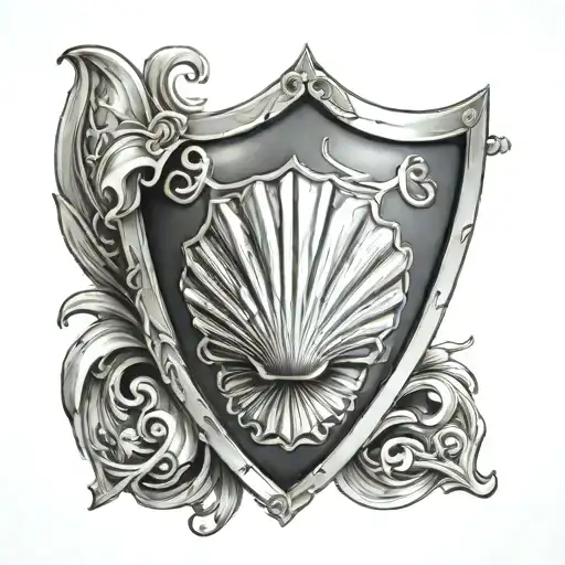 sheild with shell  tattoo design idea