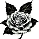 a rose made up of 100 dollar bills forming the shape. no leaves tattoo design idea