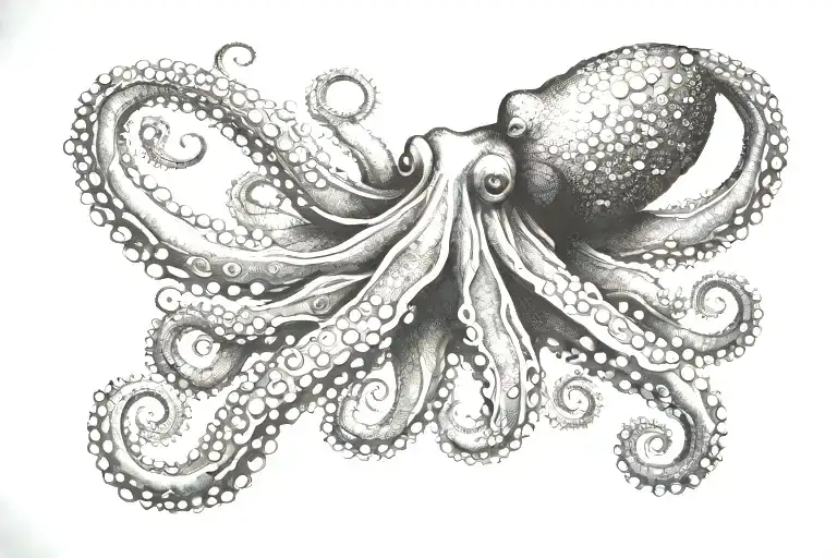 nautical map style octopus tattoo design idea