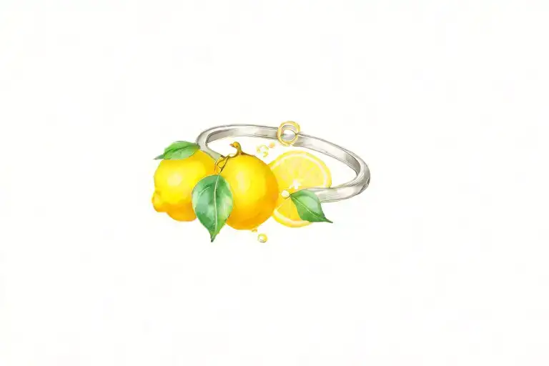 lemons and molecule  wedding ring finger tattoo tattoo design idea