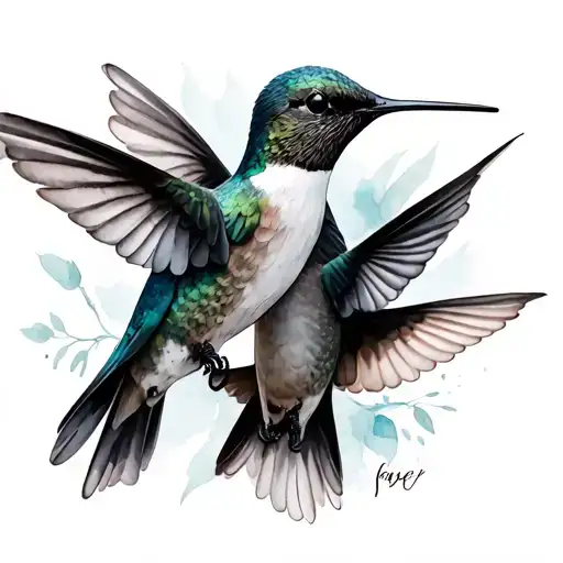 three hummingbirds watercolor collarbone tattoo design idea