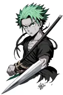 Sword and zoro one piece morphing tattoo design idea