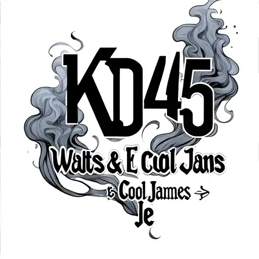 "KD 345 E Watts & Cool James Je" smoke forming the shape tattoo design idea