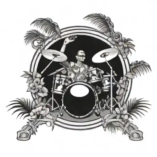 waffle wearing a hawaiian shirt playing the drums tattoo design idea