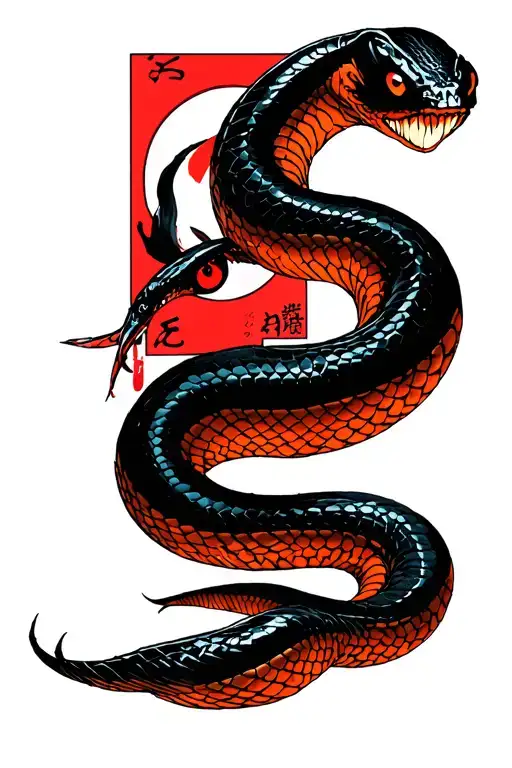 manga, snake, obito mangekyou sharingan, japanese , Blade tattoo design idea