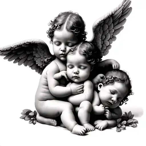 3 Baby Angels tattoo design idea