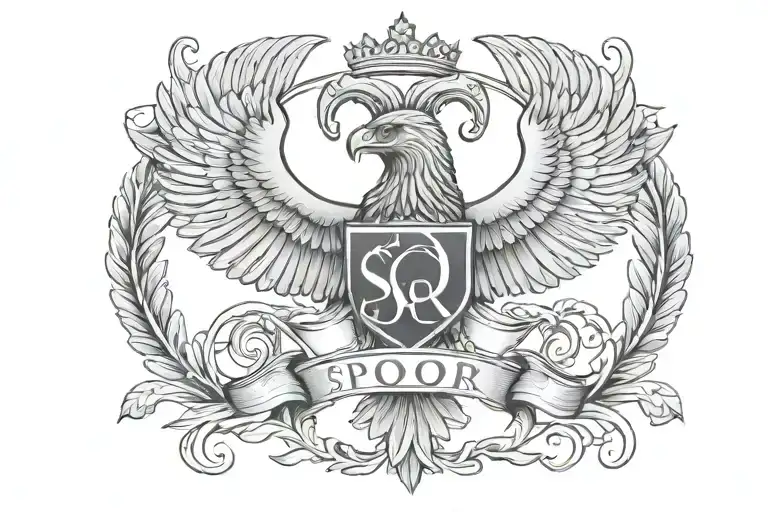 spqr text eagel tattoo design idea