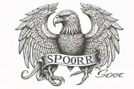 spqr text eagel tattoo design idea