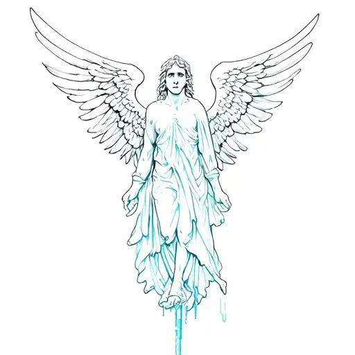 angel with an ice stabbed in his chest tattoo tattoo design idea