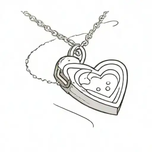 small heart shaped locket with cheese written inside on the right side tattoo design idea
