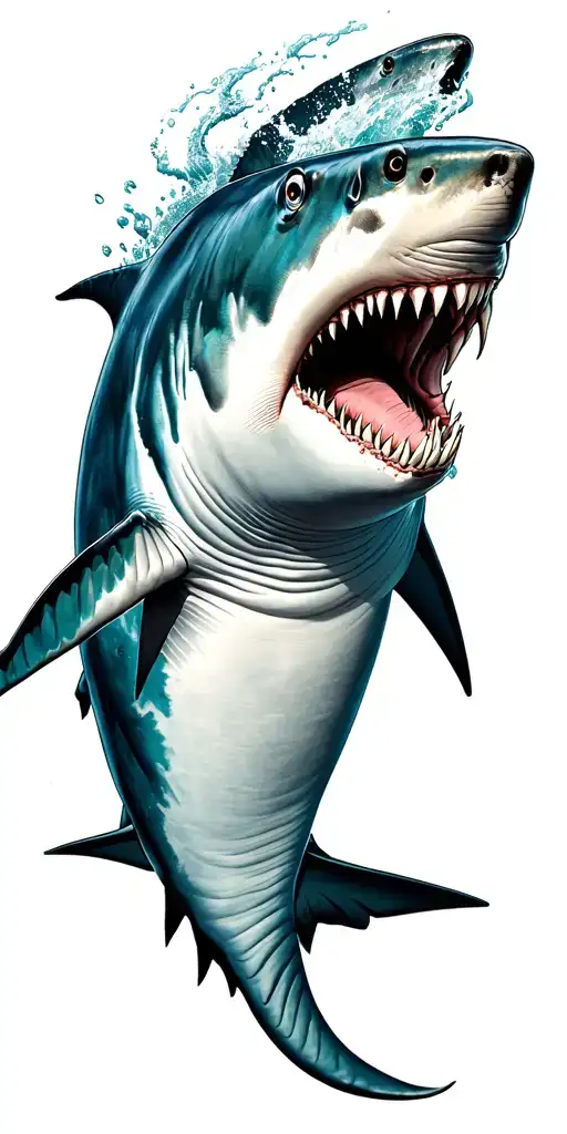 surf, ocean, hammer head shark tattoo design idea