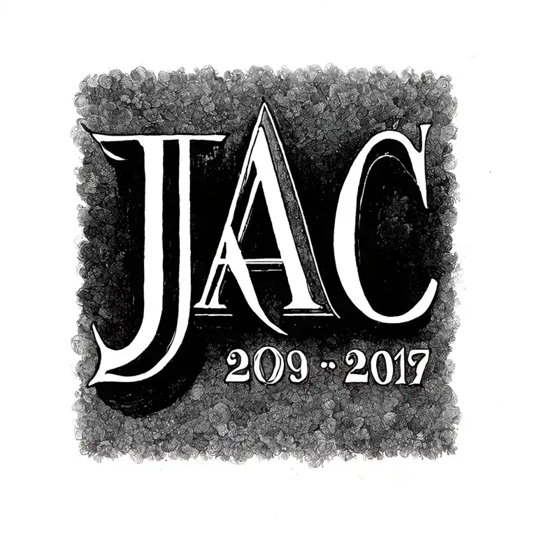 A small tattoo with letters J, A, C. The years 2009, 2017, 2019 using roman numerals. tattoo design idea