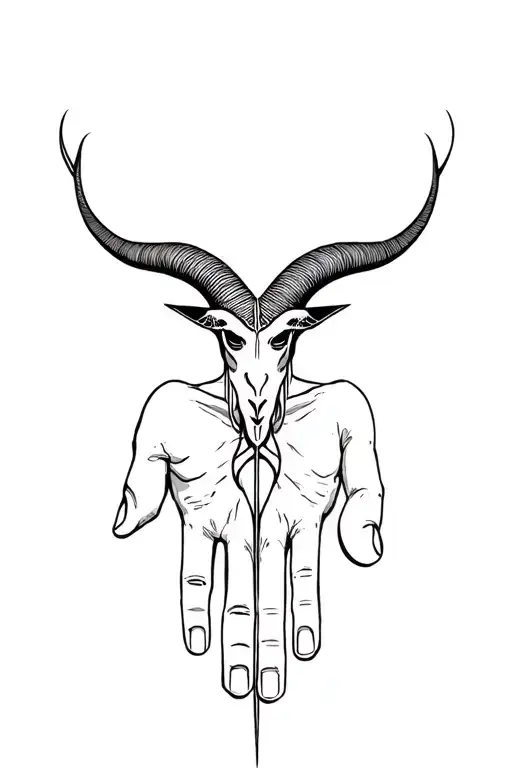 line work baphomet on the back of hand tattoo tattoo design idea