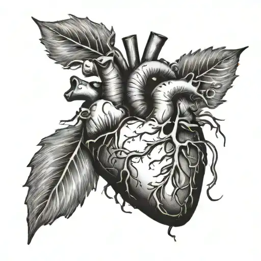 anatomical heart tattoo design idea