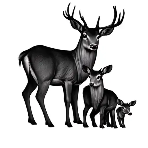 in the inspiration of Alexander Milov - the inner child, i want to create a tattoo of a family of Deers - 2 big deers la tattoo design idea