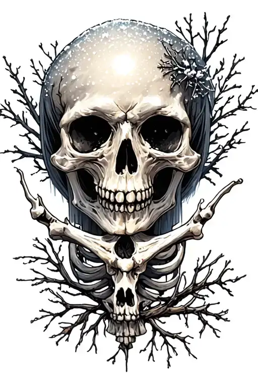 bones and snow tattoo design idea