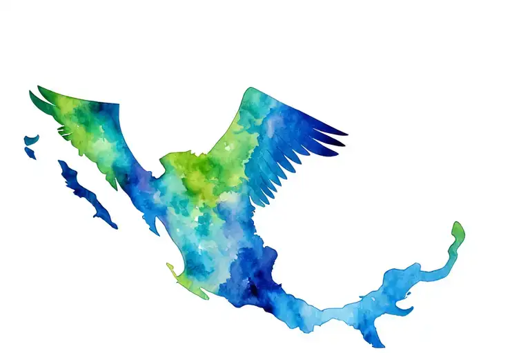 Map Travel to Mexico Eagle Aztecs tattoo design idea