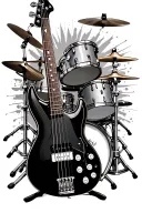 bass guitar and drums mixed together tattoo design idea