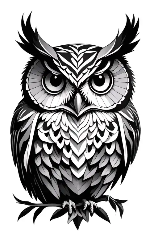 owl floral geometric tattoo design idea