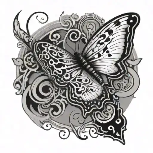 butterfly with the name "dyall" "nahr" "ranjit" and "kulwant" written in the wings tattoo design idea