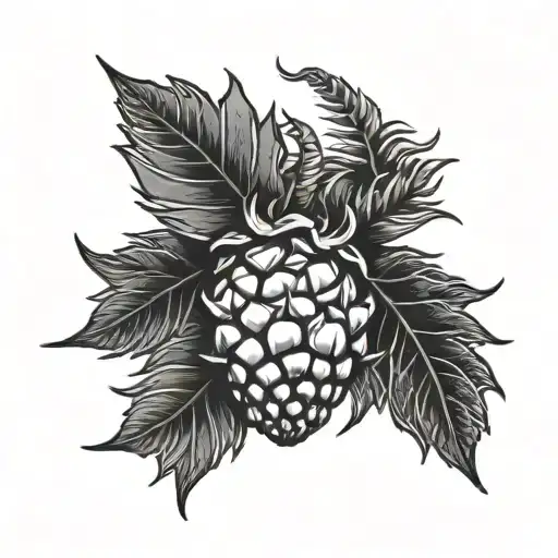 punk look alt blsck and white acorn tattoo design idea
