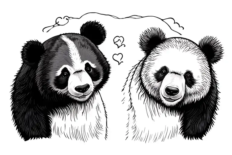 panda and brown bear tattoo design idea