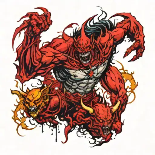 the world of evil demons and devils very detailed, big picture, evil, devils, Hades, demon, undead, fallen angels, fight tattoo design idea